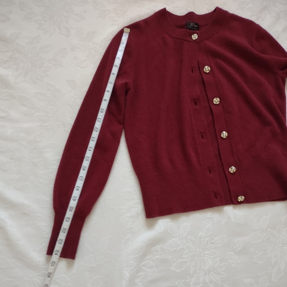 J Crew 100% cashmere cardigan burgundy - Picture 7 of 9